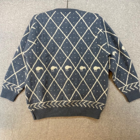 Vintage Small Colonial Concepts New Zealand Cardigan Kiwi Blue Lambsool Angora - Picture 5 of 9